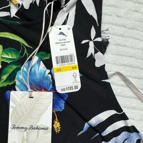 Tommy Bahama Size:M Floral Maxi Dress - Black, Green, Pink, Blue - Picture 5 of 9